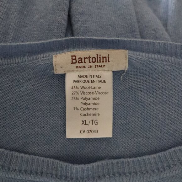 Bartolini 'Ciao' Wool Cashmere Blue XL Italian Knit Long Sleeve Crew Sweater - Picture 10 of 11